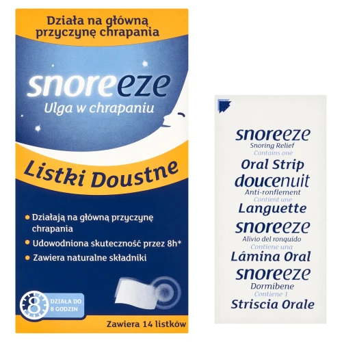 Snoreeze Listki doustne, 14 sztuk - Napinają i nawilżają gardło, zapewniają do 8h spokojnego snu - 2