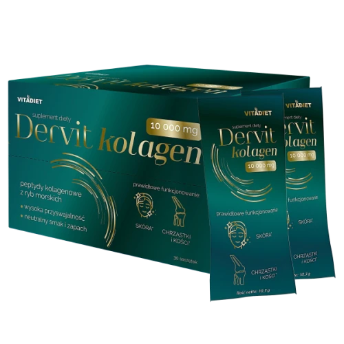 Dervit Kolagen 10000 mg, 30 saszetek - Wspiera skórę, włosy, paznokcie i stawy - 1