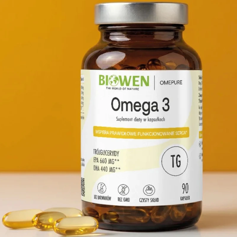 Biowen Omega 3 660 mg EPA, 440 mg DHA, 90 kapsułek - Naturalny olej rybi, EPA i DHA - dla wsparcia serca, mózgu i widzenia - 2