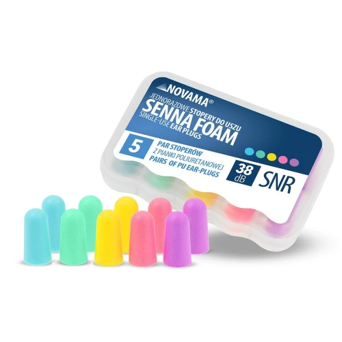 Novama Senna Foam Piankowe zatyczki do uszu, 5 par - Stopery do uszu skutecznie tłumiące hałas, wygodne i bezpieczne - 2