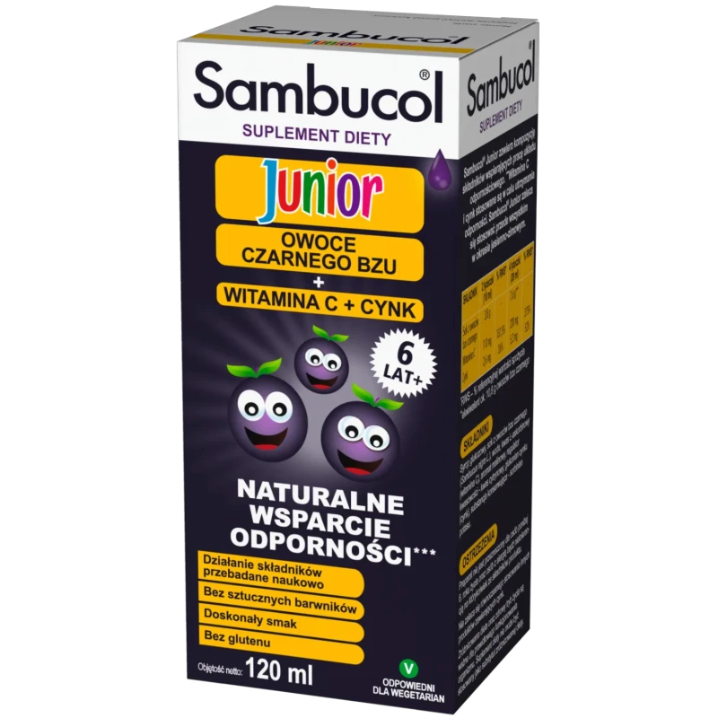 Sambucol Junior płyn, 120 ml - Z wyciągiem z owoców czarnego bzu - 1