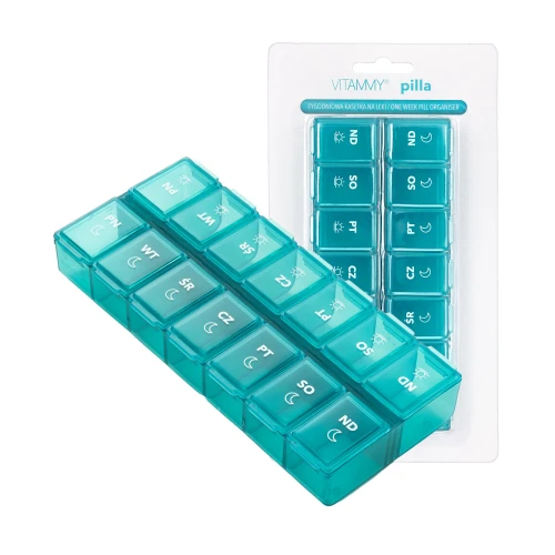 Vitammy Pilla Tygodniowa kasetka na leki 7 x 2, 1 sztuka - Organizer na tabletki na rano i na noc - 1