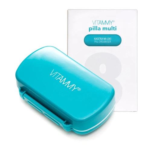 Vitammy Pilla Multi Kasetka na leki - 8 przegródek, 1 sztuka - Organizer na leki w tabletkach, kapsułkach lub saszetkach - 1