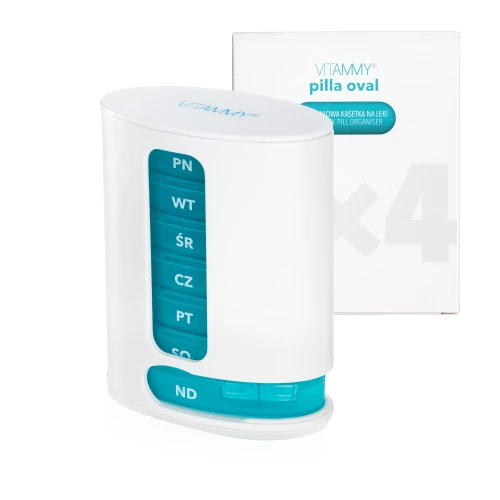 Vitammy Pilla Oval Tygodniowa kasetka na leki 7x4, 1 sztuka - Organizator na tabletki - 1