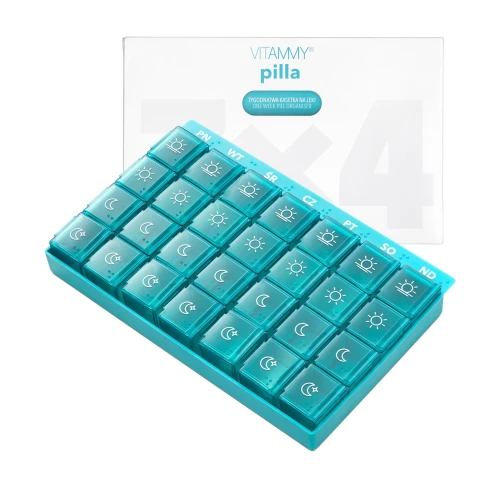 Vitammy Pilla tygodniowa kasetka na leki 7 x 4, 1 sztuka - Organizer na tabletki - 1