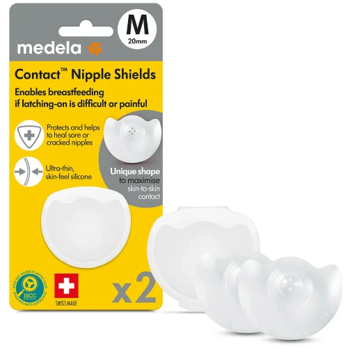 Medela Contact Silikonowe nakładki na brodawki, rozmiar M, 2 sztuki - Kapturki do karmienia - 1