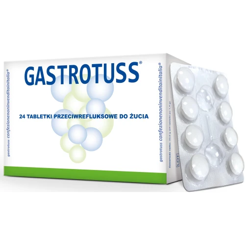Gastrotuss, 24 tabletki do żucia - Wspomagają leczenie refluksu żołądkoweo-przełykowego - 1