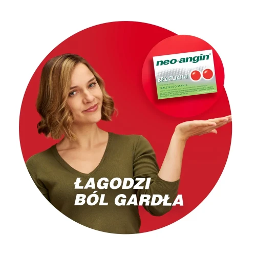 Neo-angin bez cukru, 1,2 mg + 0,6 mg + 5,72 mg, 24 tabletki do ssania - O działaniu antyseptycznym na stan zapalny jamy ustnej i gardła - 6
