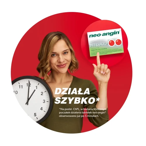 Neo-angin bez cukru, 1,2 mg + 0,6 mg + 5,72 mg, 24 tabletki do ssania - O działaniu antyseptycznym na stan zapalny jamy ustnej i gardła - 7