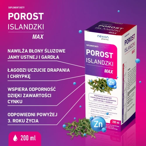 Porost Islandzki Max Syrop, 200 ml - Pomaga utrzymać nawilżenie błon śluzowych jamy ustnej i gardła - 3