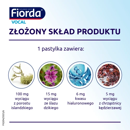 Fiorda Vocal o smaku pomarańczowym bez cukru, 30 pastylek do ssania - Pastylki na struny głosowe w odczuciu suchości gardła - 3