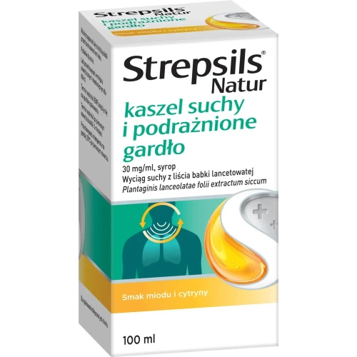 Strepsils Natur, kaszel suchy i podrażnione gardło, syrop 100 ml - Z wyciągiem z liści babki lancetowatej - 2