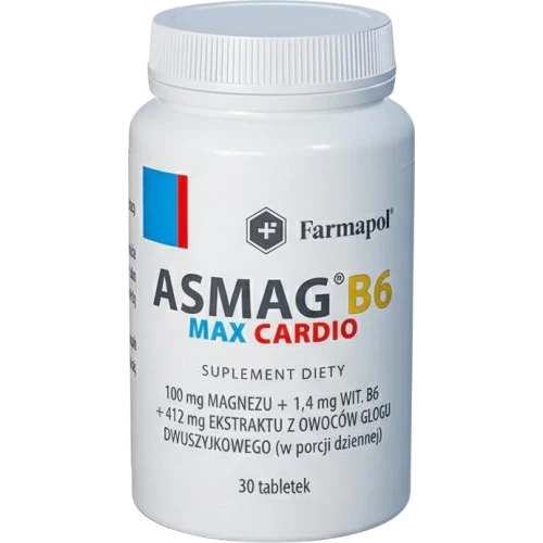 Asmag B6 Max Cardio, 30 tabletek - Wzbogaca dietę w magnez i flawony z ekstraktu z owoców głogu  - 2