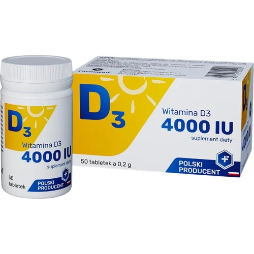 Farmapol Witamina D3 4000 IU, 50 tabletek - Witamina D3 w tabletach bez laktozy - 1