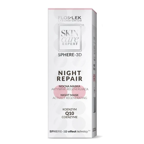 Floslek Skin Care Expert® Sphere-3d Night Repair Nocna maska aktywnie regenerująca z Koenzym Q10, 50 ml - Spowalnia starzenie i usuwa objawy fotostarzenia skóry - 1
