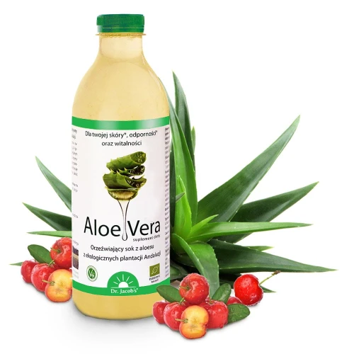 Dr. Jacob's Aloe Vera, sok 1000 ml - Pasteryzowany na zimno, zachowuje jakość i składniki świeżo wyciskanego soku  - 2