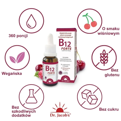 Dr. Jacob's Witamina B12 Forte, krople 20 ml - Wsparcie  odporności i  funkcji układu nerwowego  - 3