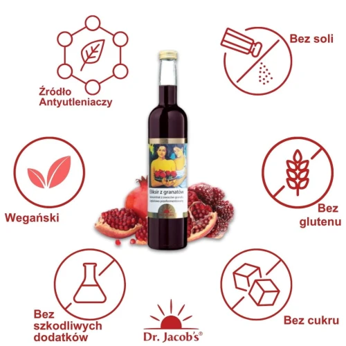 Dr. Jacob's Eliksir z grantów, płyn 500 ml - Koncentrat soku i miąższu z owoców granatu - 2