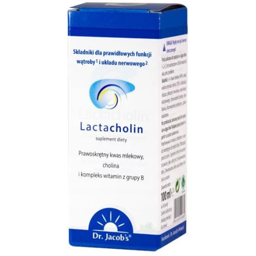 Dr. Jacob's Lactacholin, bez cukru, krople 100 ml - Wsparcie wątroby'– kwas mlekowy z kompleksem choliny i witamin B - 1