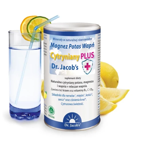 Dr. Jacob’s Magnez Potas Wapń Cytryniany Plus, smak cytrynowy, proszek 300 g - Dostarcza kluczowe minerały w wysoce przyswajalnej formie  - 3