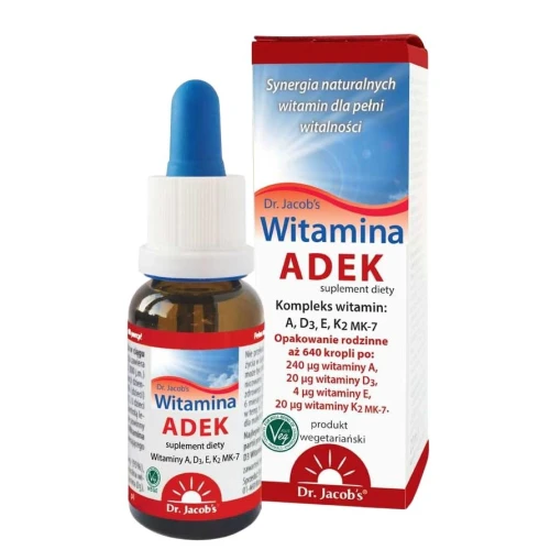 Dr. Jacob's Witamina ADEK, 20 ml - Kompleks wszystkich czterech witamin rozpuszczalnych w tłuszczach - 1