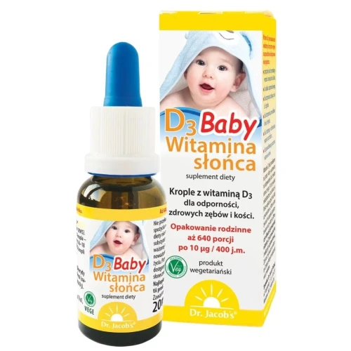 Dr. Jacob's Witamina słońca D3 Baby, 20 ml - Witamina D dla niemowląt - 1