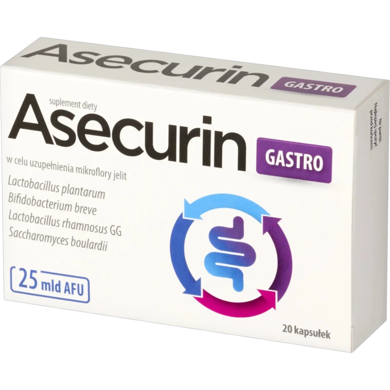 Asecurin Gastro, 20 kapsułek - Bakterie probiotyczne z drożdżami  - 1