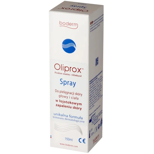 Oliprox spray do głowy i ciała, łojotokowe zapalenie skóry, 150 ml - Pielęgnuje, leczy stan zapalny, pomaga usunąć łuski - 1