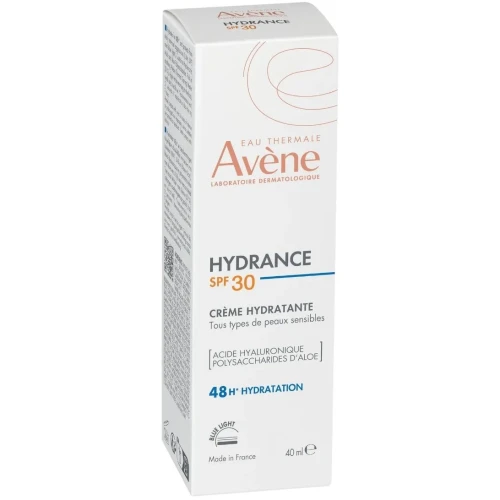 Avène Hydrance Lekki krem nawilżający SPF 30, 40 ml - Intensywne nawilżenie i ochrona przeciwsłoneczna dla skóry wrażliwej - 1