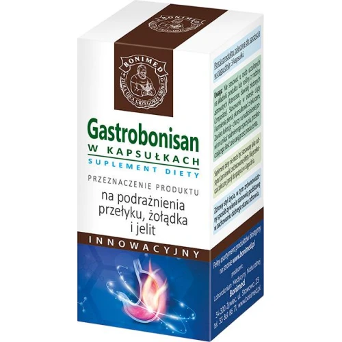 Gastrobonisan, 60 kapsułek - Z ekstraktami z ziół, które pomagają łagodzić skurcze w nadbrzuszu, wzdęcia i odbijanie - 1