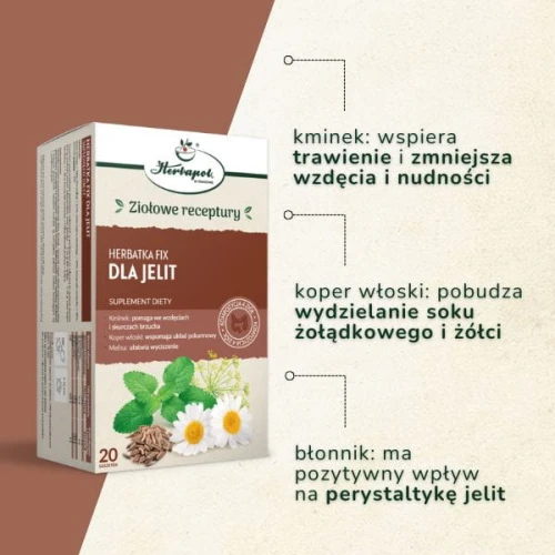 Herbatka Fix Dla Jelit, 20 saszetek - Kompozycja ziół na wzdęcia i skurcze brzucha - 1