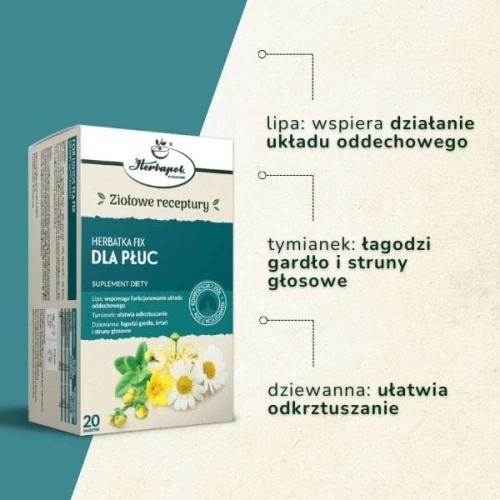 Herbatka Fix Dla Płuc, 20 saszetek - Kompozycja ziół na gardło, krtań i struny głosowe - 1