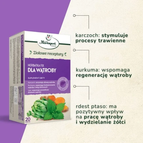 Herbatka Fix Dla Wątroby, 20 saszetek - Kompozycja ziół wspomaga prawidłowe funkcjonowanie wątroby i dróg żółciowych - 1