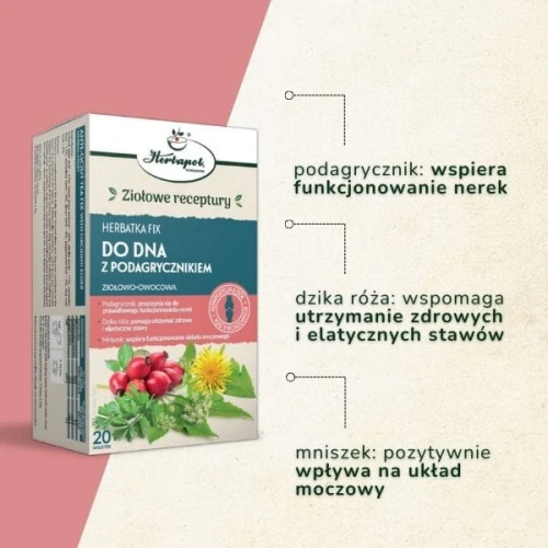 Herbatka Fix Do Dna z podagrycznikiem, 20 saszetek - Kompozycja ziół wspiera funkcjonowanie stawów i układu moczowego - 1