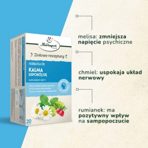 Herbatka Fix Kalma Uspokój Się, 20 saszetek - Kompozycja ziół wspiera układ nerwowy - 1