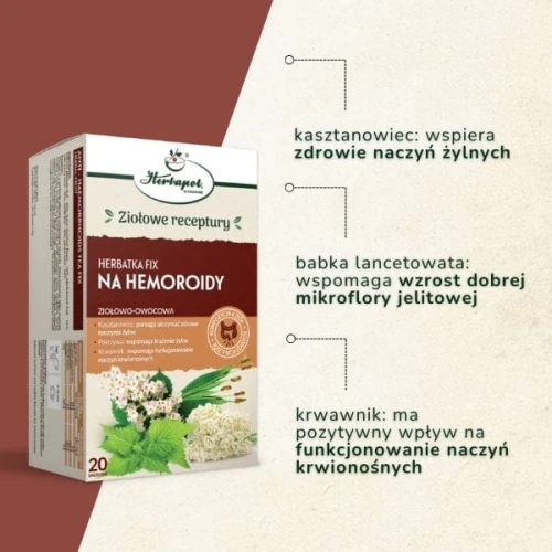 Herbatka Fix Na Hemoroidy, 20 saszetek - Kompozycja ziół wspiera funkcjonowanie naczyń krwionośnych - 1