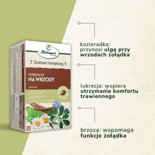 Herbatka Fix Na wrzody, 20 saszetek - Kompozycja ziół, przynosi ulgę we wrzodach żołądka - 1