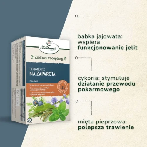 Herbatka Fix Na zaparcia, 20 saszetek - Kompozycja ziół, która ma pozytywny wpływ na przewód pokarmowy - 1