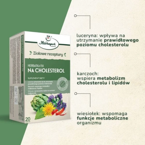 Herbatka Fix Na Cholesterol, 20 saszetek - Kompozycja ziół, wspomaga metabolizm cholesterolu i lipidów - 1