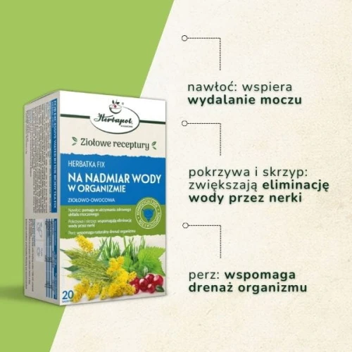 Herbatka Fix Na nadmiar wody w organizmie, 20 saszetek - Kompozycja ziół, wspomaga eliminację wody przez nerki - 1