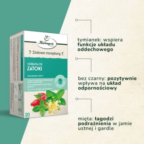 Herbatka Fix Zatoki, 20 saszetek - Kompozycja ziół, wspomaga funkcjonowanie układu oddechowego - 1