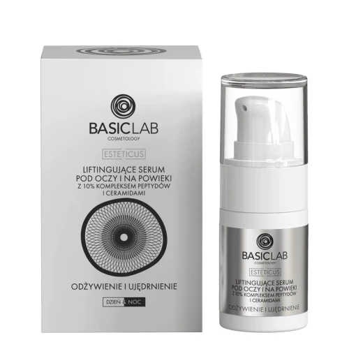 BasicLab Ceramidowa Pielęgnacja Zestaw - serum pod oczy, 15 ml + serum do twarzy, 30 ml - Kompleksowa pielęgnacja skóry pod oczy i twarzy - 1