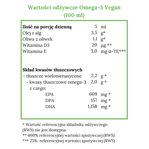 Norsan Omega-3 Vegan, smak cytrynowy, olej z alg 100 ml - Roślinny olej bez dodatku ryb bogaty w EPA - 3