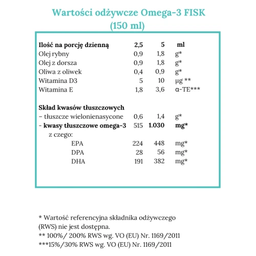 Norsan Omega-3 Fisk dla dzieci, smak pomarańczowy, płyn 150 ml - Naturalny olejz ryb z omega-3 wzbogacony oliwą z oliwek - 3
