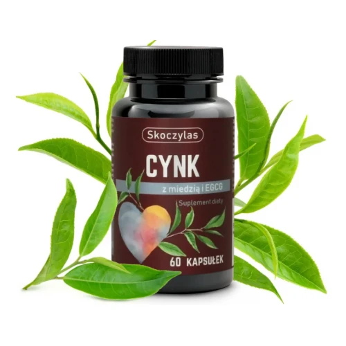 Skoczylas Cynk, miedź i ekstrakt z zielonej herbaty (EGCG), 60 kapsułek - Wsparcie odporności i prawidłowego metabolizmu - 1