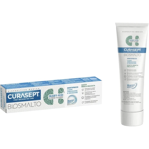 Curasept Biosmalto Baby-Kid, smak miętowy, pasta do zębów z fluorem dla dzieci 6. miesięcy – 6 lat, 50 ml - Ochrona przed próchnicą zębów mlecznych - 2