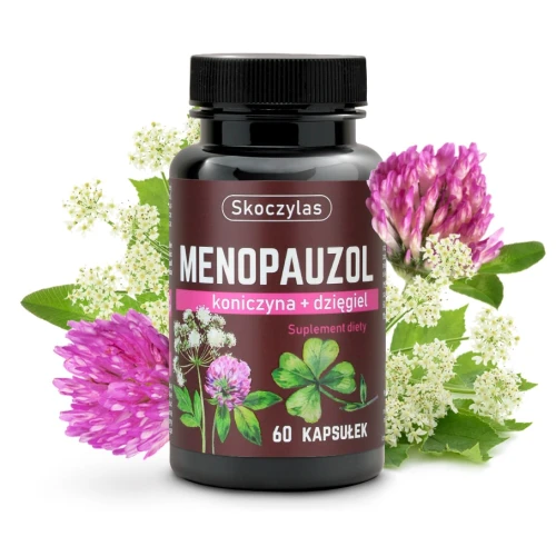 Skoczylas Menopauzol Koniczyna czerwona + Dzięgiel, 60 kapsułek - Naturalne wsparcie dla kobiet w okresie menopauzy - 1