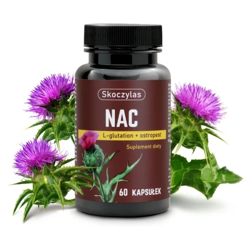 Skoczylas NAC L-glutation + ostropest, 60 kapsułek - Wsparcie wątroby i ochrona komórek przed stresem oksydacyjnym - 1