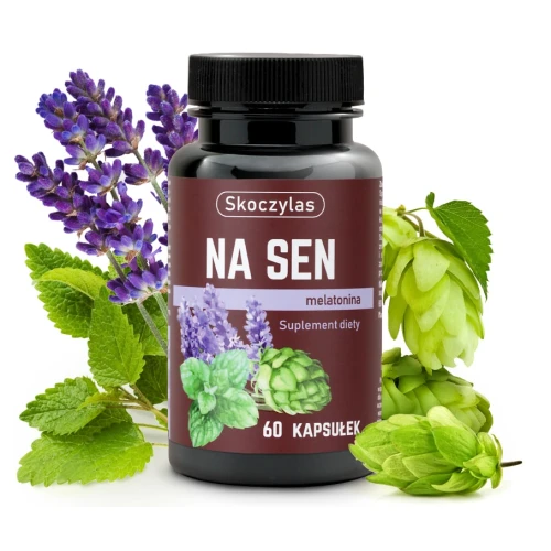 Skoczylas Na Sen Melatonina, chmiel, melisa, 60 kapsułek - Dla spokojnego snu i łatwiejszego zasypiania - 1