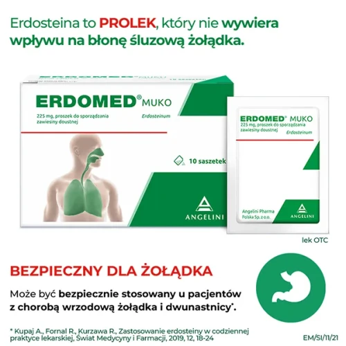 Erdomed Muko proszek do sporządzania zawiesiny doustnej, 10 saszetek - Zmniejszają lepkość śluzu i ułatwiają wykrztuszanie - 5